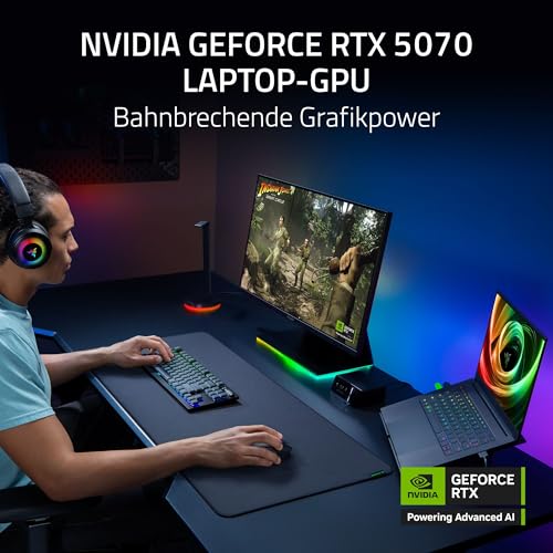Razer Blade 14 (2025) - 14 Zoll Gaming-Laptop - NVIDIA RTX 5070 - AMD Ryzen AI 9 365-14" 3K 120Hz OLED Display - 16 GB LPDDR5X 8000 MHz - 1 TB SSD - QWERTZ DE-Layout | Mercury