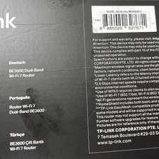 TP-Link BE3600 Dual-Band Wi-Fi 7 Router WLAN Router Schwarz NEU