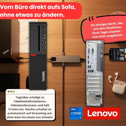 Lenovo ThinkStation Intel i7 8700 12-Thread 4.60 GHz Business Office Multimedia Computer mit 3 Jahren Garantie! - 16 GB - 1000 GB SSD - USB 3.0 - WLAN - Windows 11 Prof. 64-Bit - #8268