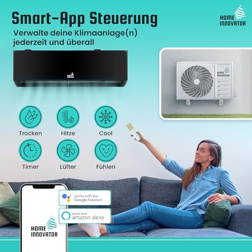 Homeinnovator Quick Connect 12000 BTU Split Klimaanlage und Heizung – energieeffiziente 230V-Klimaanlage mit komplettem Installationssatz – Inverter-Klimaanlage