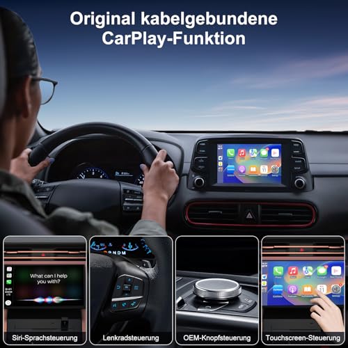 Mini Kabelloser CarPlay Adapter für iPhone - Wireless CarPlay Dongle Box, wandelt werkseitig verkabeltes CarPlay in kabelloses CarPlay um, Plug-and-Play, extrem geringe Verzögerung