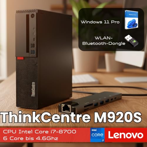 Lenovo ThinkStation Intel i7 8700 12-Thread 4.60 GHz Business Office Multimedia Computer mit 3 Jahren Garantie! - 16 GB - 1000 GB SSD - USB 3.0 - WLAN - Windows 11 Prof. 64-Bit - #8268