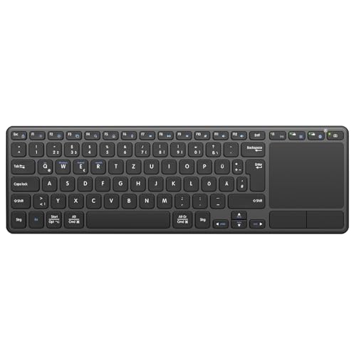 Bnnwa Wiederaufladbare Kabellose Bluetooth Tastatur mit Touchpad,DE QWERTZ | Bluetooth & 2.4GHz Dual,Multi-Device Tastatur mit Touch Trackpad für Smart TV/PC/Laptop/Tablet,iOS/Android/Windows