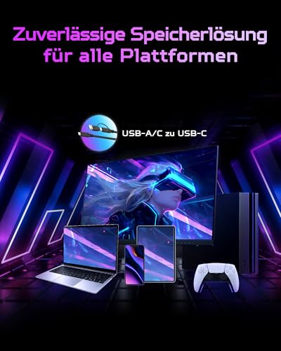 acer Predator GP30 Externe SSD RGB 1TB USB 3.2 Gen2x2 - bis zu 2000 MB/s Lesen Portable External Solid State Drives für Smartphone, Tablets, PC & PS5