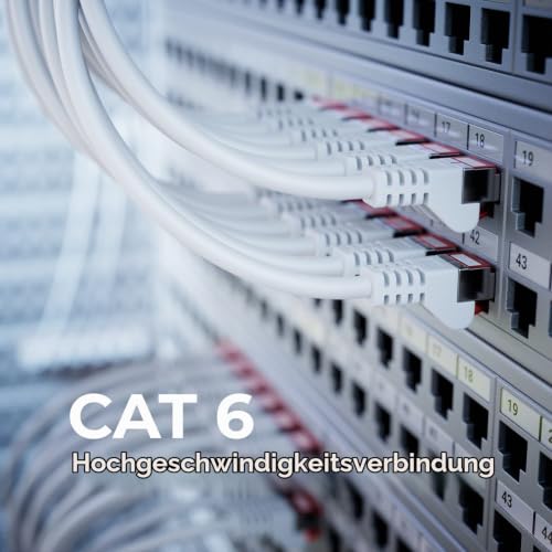 deleyCON 1m Cat6 Netzwerkkabel RJ45 Gigabit 1000 Mbit - Weiß | Kupfer, S/FTP, halogenfrei, Patchkabel, Ethernet LAN Cable, für DSL, Internet, WLAN, Switch, Router, Modem, Patchpanel