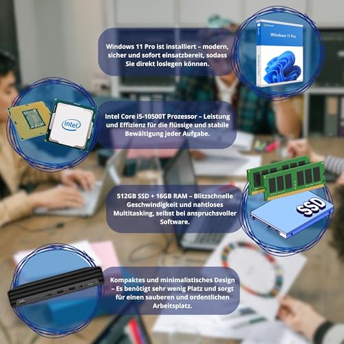 HP EliteDesk 800 G Intel i5 Business Office Multimedia Computer mit 24 Monaten Garantie! USB 3.0 | WLAN | Windows 11 Prof. 64-Bit inkl USB Stick (800 G6 | 16GB RAM | 512GB SSD | W11 Pro)