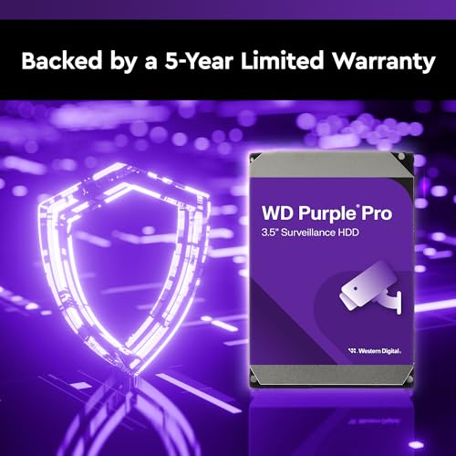 WD Purple Pro 22 TB Interne Festplatte 3,5 Zoll - OptiNAND, 550 TB/Jahr Workload-Rate, 512 MB Cache, 7.200 U/min, AllFrame KI-Technologie