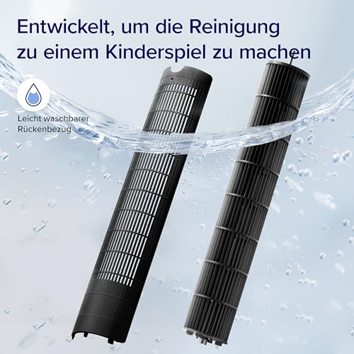 Levoit 25dB leiser WLAN Turmventilator, 7,9m/s Kühlwind mit Sprachsteuerung | DC Motor Ventilator, App, 12 Stufen, 4 Modi, Oszillation und 12 Std Timer, leise Kühlung für Schlafzimmer und Zuhause