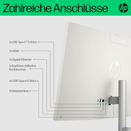 HP All-in-One PC | 23,8" FHD-Display | Intel Core i5-1335U | 16 GB DDR4 RAM | 512 GB SSD | Intel Iris Xe-Grafikkarte | Windows 11 Home | Weiß