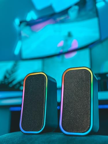 Speedlink Token Gaming PC Lautsprecher Bluetooth - RGB Gaming Lautsprecher, 3,5mm AUX Klinke oder Bluetooth Verbindung, 6 Beleuchtungsmodi, 12W, schwarz