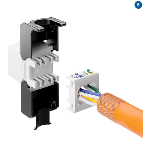 deleyCON CAT6a Keystone Jack RJ45 Modul LSA 500MHz 10 Gbit/s, 4 Stück