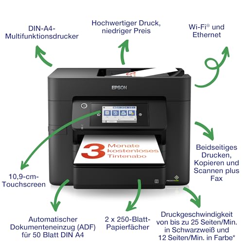 Epson Workforce Pro WF-4830DTWF A4 kabelloser Multifunktions-Tintenstrahldrucker