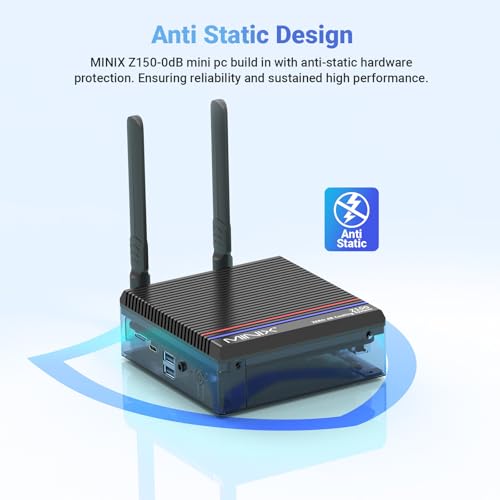 MINIX Z150-0dB lüfterloser Mini-PC, Intel N150 (aktualisiert N100), 8 GB DDR4/256 GB PCIe Gen3 x 4 SSD/4K Dual Display/2.5G LAN/USB-C/Windows 11 Pro/Auto Start, Home Office
