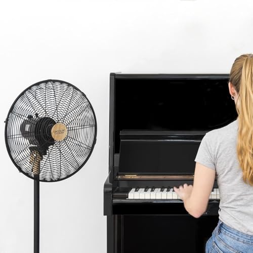 Cecotec Standventilator EnergySilence 600 Woodstyle, 50 W | 40 cm Durchmesser, 4 Aerodynamikflügel, 3 Geschwindigkeiten, höhenverstellbar 90-125 cm, Oszillation, leiser Betrieb