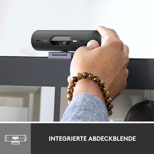 Logitech Brio 500 Full-HD-Webcam, 1080p Webcam, USB-C-Kabel, Graphit | USB Webcam mit Doppelmikrofon, Rauschunterdrückung, automatischer Lichtkorrektur und Zeigemodus, Konferenz-Webcam