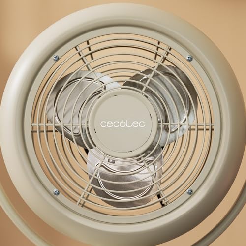 Cecotec Tischventilator EnergySilence 800 RetroDesk Beige, 20 W | 20 cm Durchmesser, 3 Aerodynamikflügel, neigbar, 2 Geschwindigkeiten, Retro-Design
