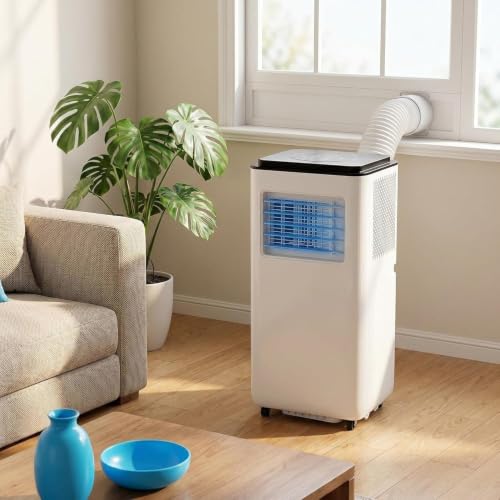 GIOFEOIK Tragbares Klimagerät 12000 BTU Monoblock mit Fernbedienung, Digitalanzeige, Schlafmodus, 3 Gebläsestufen, Fensterabdichtung für Innenräume, Style 2, 11000 BTU