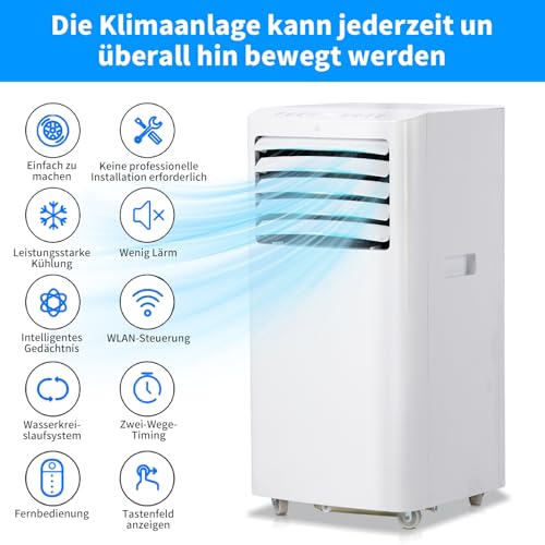 LEADZM Mobile Klimagerät 12000BTU 1350W Abluftschlauch 3 Funktionen