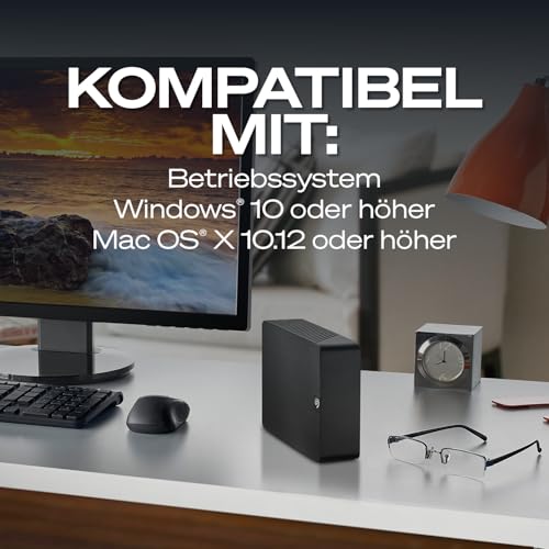 Seagate 20TB Expansion Desktop-Festplatte | USB 3.0 (STKP20000400) | Desktop-HDD für einfaches Backup, Plug-and-Play, Drag-and-Drop, erkennt Windows & Mac automatisch. 2 Jahre Garantie + Rescue