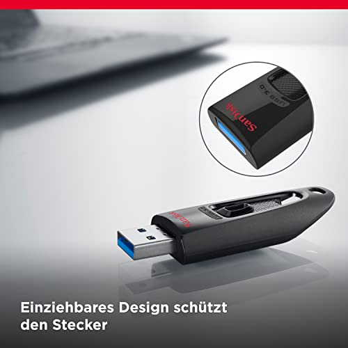 SANDISK Ultra 512 GB, USB-A Laufwerk, bis zu 130 MB/s Lesen | USB Flash-Laufwerk für Laptops und Desktop-PCs, 10-mal schneller als USB 2.0, mit einziehbarem Design, 2 x 32 GB Pack