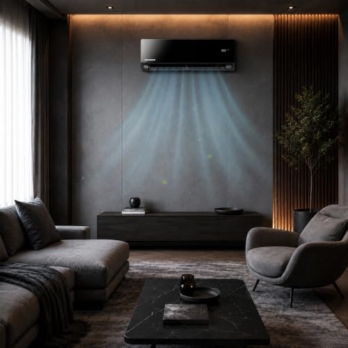 Heinner HAC-BP12WIFI-BK BlackPearl Split-Klimaanlage Schwarz, 12000 BTU, WiFi, Smart Inverter, A+++ Kühlung, A++ Heizung, Active Clean, Breeze Away, Cascade, ECO, 8°C-Heizfunktion, für 16–23 m²