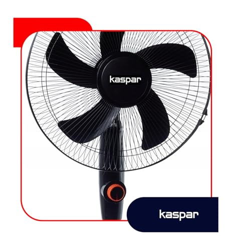Kaspar Ventilator Standventilator mit 3 Windgeschwindigkeiten Oszillationsfunktion Schwenkfunktion 40 W 36 cm Durchmesser Runder Standfuß Schwarz