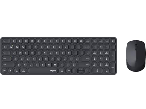 Rapoo 9310M Aluminium Tastatur Maus Set Kabellos - Bluetooth & 2,4 GHz | Multi Device bis 4 Geräte, kompaktes Gehäuse flach, QWERTZ Layout Deutsch, dunkelgrau