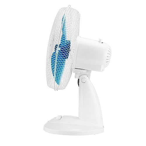 Jocca - Tischventilator 30 cm Durchmesser/Leistung 45 W / 3 Geschwindigkeiten / 3 Flügel/Oszillationssystem, neigbarer Kopf (Blau)
