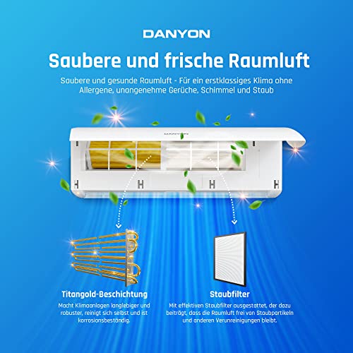 Danyon Multisplit Klimaanlage 2 Innengeräte - 18000 BTU - 5,2 kW, sehr leise & energiesparend, Smart Home, Inverter Klimagerät mit Heizfunktion, WiFi und App, Splitgerät vorgefüllt