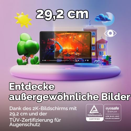 Lenovo Tab Plus, 2K-Display 11,5 Zoll - (MediaTek Helio G99 Prozessor, 8 GB RAM, 128 GB Speicher, WiFi, Tablet Android 13) - Luna Grey, Exklusiv von Amazon