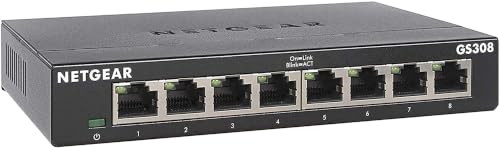 NETGEAR LAN Switch 8 Port, Unmanaged Gigabit Netzwerk Switch GS308