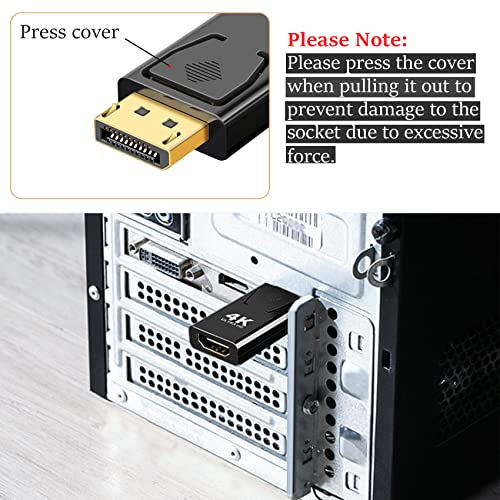 SHUBEIEUMI DP auf HDMI Adapter, 2 Stück 4K DisplayPort auf HDMI Adapter, HDMI zu Displayport (DP) Adapter, 1080P 4K 3D Vergoldeter DP zu HDMI Konverter für Lenovo, HP, Dell, Mehr PC
