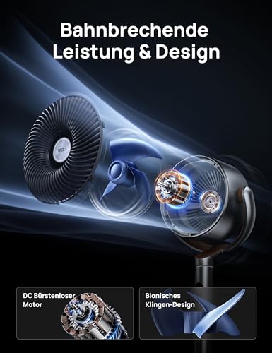 DREO Smart Standventilator, 120°+120° Oszillierend Ventilator mit Wi-Fi/Sprachsteuerung, 23dB Leiser Bodenventilator für Schlafzimmer, einstellbare Höhe, 8 Geschwindigkeiten, 6 Modi, 12H Timer