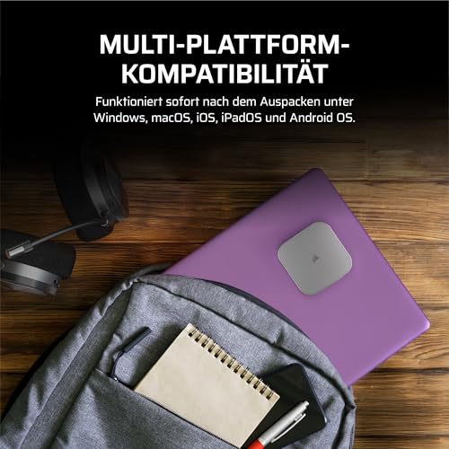 CORSAIR EX300U 1TB Tragbare Externe USB-C SSD – USB 3.2 Type-C Gen2 Anschlüsse, Plug-and-Play, MagSafe, Inklusive Kabel – Windows PC, macOS, iOS, iPadOS, Android – Grau