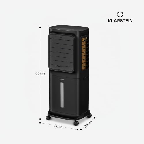 Klarstein Verdunstungskühler, 10L Wassertank, 340 m³/h, App & Fernbedienung, Timer, Nachtmodus, mobiler Luftkühler mit Wasserkühlung für Räume bis 30 m², Schwarz