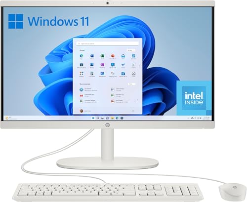 HP All-in-One 22-dg0014ns – Computer 54,6 cm (21,5 Zoll), Intel N100, 8 GB RAM, 256 GB SSD, Intel UHD Graphics, Windows, Weiß, spanische QWERTY-Tastatur