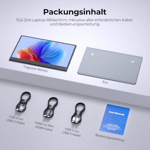 UFYQL Portable Monitor 15,6 Zoll FHD1080P IPS Tragbarer Monitor für Laptop
