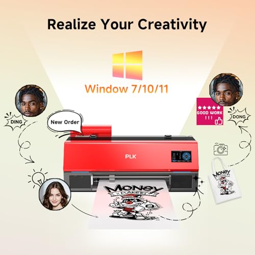 PLK A3 Plus XP600 DTF-Drucker, doppelt so schnell wie L1800/L805, 4,5-Zoll-Touchscreen, automatische Reinigung, duales Weißtintensystem, Folienschneider, Textildrucker, inklusive Tinte für 2 Jahre