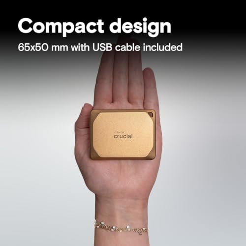 Crucial X10 Pro 4TB Externe SSD Festplatte, bis zu 2.100MB/s Lesen und 2.000MB/s Schreiben, Portable Solid State Drive, Wasser- und Staubgeschützt IP55, USB-C 3.2, Gold - CT4000X10PROSSD9D02