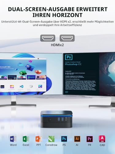 ACEMAGICIAN Mini PC Intel N5030 (bis zu 3,1 GHz) 12GB RAM 256GB SSD | + 2.5″ SATA Schacht, Windows 11 Pro, 4K Dual Display 2× HDMI, Gigabit LAN Mini Desktop PC für Business, Office, Heimkino