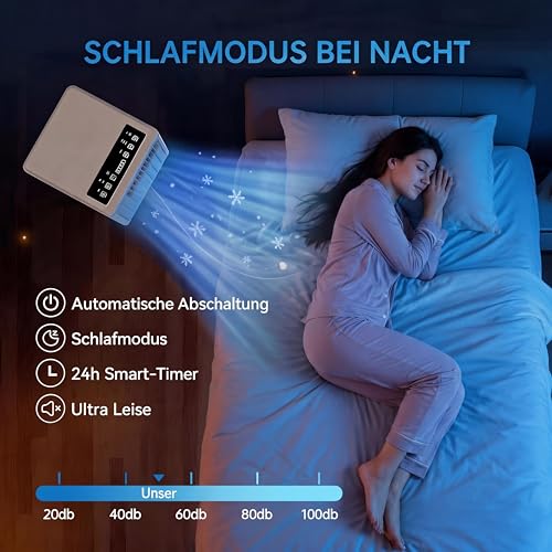 Koioplie Mobile Klimaanlage 9000 BTU 2,6 kW mit Dual-Schlauch-System, flüsterleise ≤45 dB, 3 Betriebsarten Mobilklimaanlage, 24h Timer, inklusive Fernbedienung, effiziente Kühlung für Räume bis 35 m²