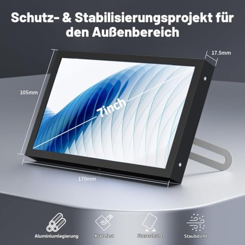 Aurevita 7 Zoll Mini Monitor HDMI, tragbarer VGA-Monitor mit AV BNC 1024×600 LCD-Bildschirm mit eingebauten Lautsprechern, 178° Blickwinkel IPS, Multifunktions-Mini-Display für Raspberry Pi PC/TV/DVD