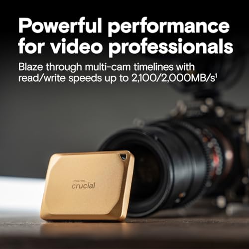 Crucial X10 Pro 4TB Externe SSD Festplatte, bis zu 2.100MB/s Lesen und 2.000MB/s Schreiben, Portable Solid State Drive, Wasser- und Staubgeschützt IP55, USB-C 3.2, Gold - CT4000X10PROSSD9D02