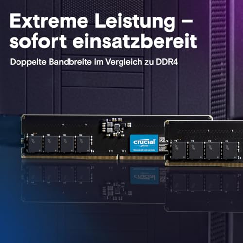 Crucial DDR5 RAM 128GB Kit (2x64GB) 5600MHz, PC Computer Arbeitsspeicher, (auch 5200MHz / 4800MHz) CL46 - CT2K64G56C46U5