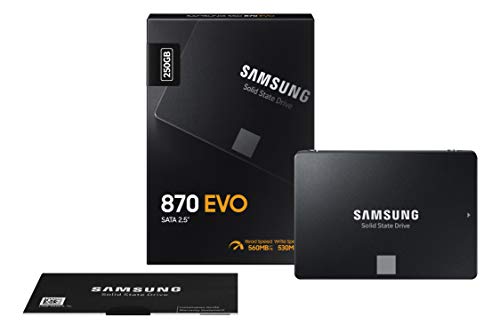Samsung 870 EVO SATA III 2,5 Zoll SSD, 250 GB, 560 MB/s Lesen, 530 MB/s Schreiben, Interne SSD, Festplatte für schnelle Datenübertragung, MZ-77E250B/EU