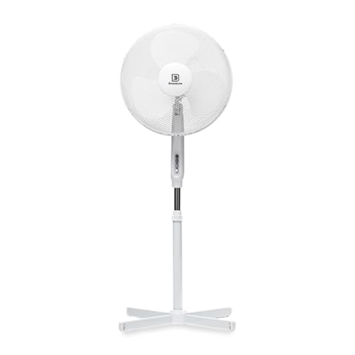 Breezeline 16 Zoll Standventilator 40 cm mit starkem Luftstrom 90° Oszillation energieeffizient starker Luftstrom Schwenkfunktion leise höhenverstellbar Sommer Ventilator Weiß
