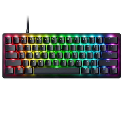 Razer Huntsman V3 Pro Mini - Analoge optische E-Sport Gaming-Tastatur 60% Format - Snap Tap & Rapid Trigger (Digitale Steuerungstasten, Doubleshot-PBT-Tastenkappen) QWERTY US-Layout | Schwarz