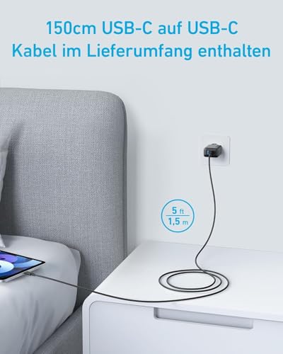 Anker 20W USB C Ladegerät, Netzteil USB C, PD Schnellladegerät Doppelpack | 2-Port Schnellladen für iPhone 17/16/15 Serie, Galaxy, iPad und mehr, inkl. 150cm USB-C Kabel