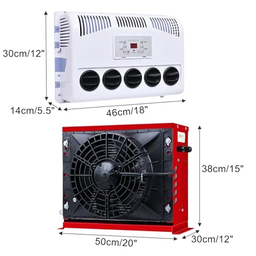 12 V RV-Klimaanlage, 8000 BTU Truck Cab Split AC mit Fernbedienung für Wohnmobile, Vans, Semi-LKW, Kräne, Bagger, landwirtschaftliche Fahrzeuge