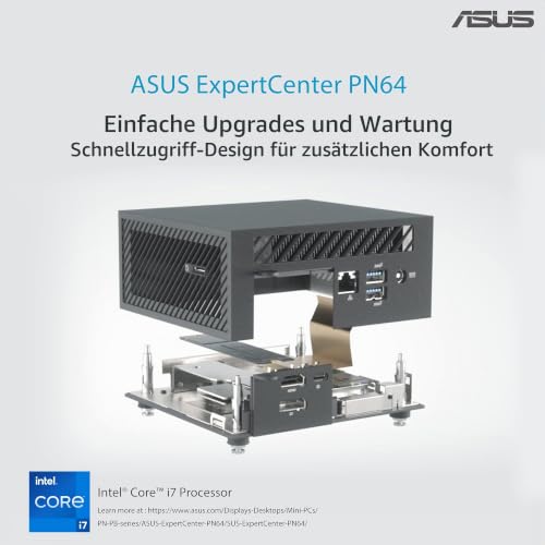 ASUS ExpertCenter PN64-S7013MD Mini PC (Intel Core i7-12700H Prozessor, Intel Iris XE Grafik, 16GB DDR5 RAM, 512GB M.2 NVMe PCIe 4.0 SSD, WiFi 6E)